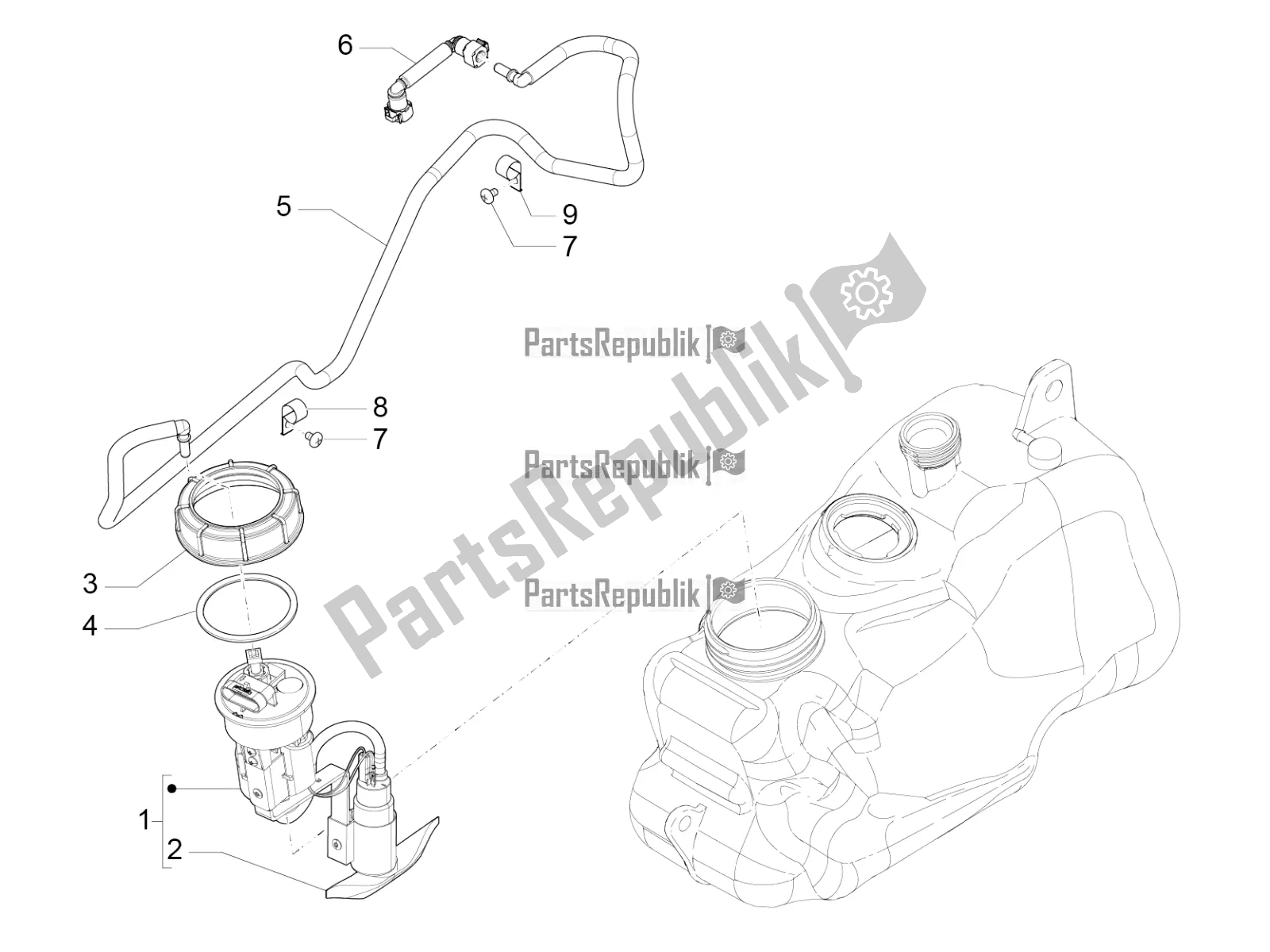 All parts for the Supply System of the Piaggio MP3 500 LT Sport-Business ABS 2018