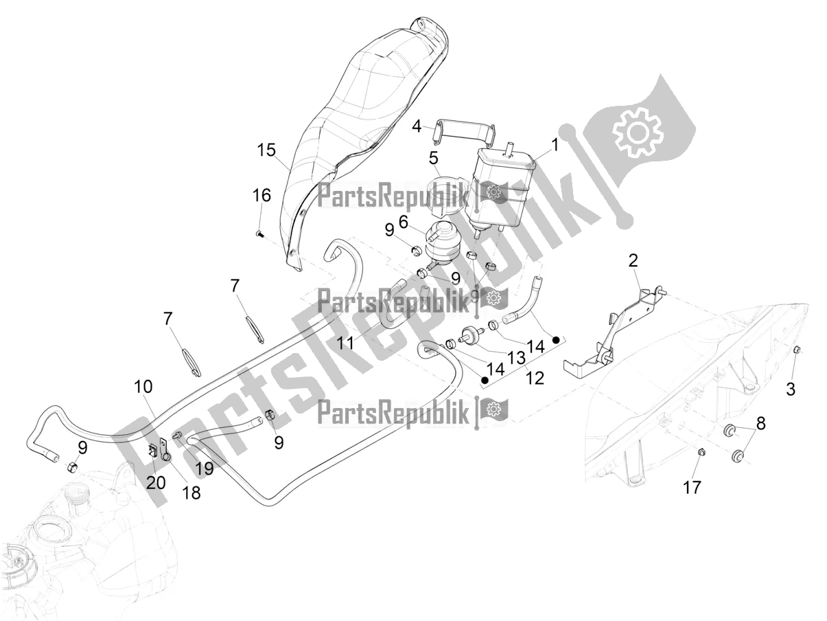 Tutte le parti per il Sistema Anti-percolazione del Piaggio MP3 500 Maxi Sport ABS 2019