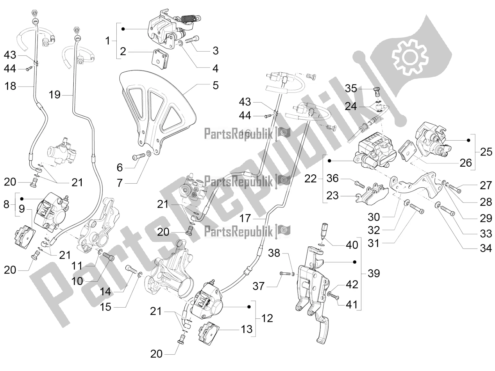 Todas las partes para Frenos Tubos - Pinzas (abs) de Piaggio MP3 500 Maxi Sport ABS 2019