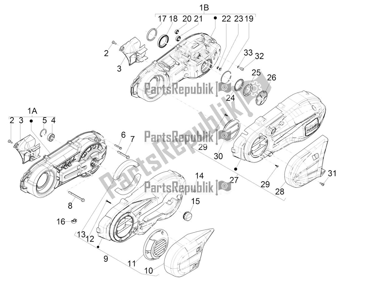 Todas las partes para Tapa Del Cárter - Enfriamiento Del Cárter de Piaggio MP3 500 Maxi Sport ABS 2019