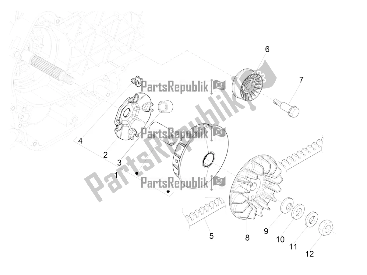 Alle onderdelen voor de Aandrijfpoelie van de Piaggio MP3 500 Maxi Sport ABS 2019