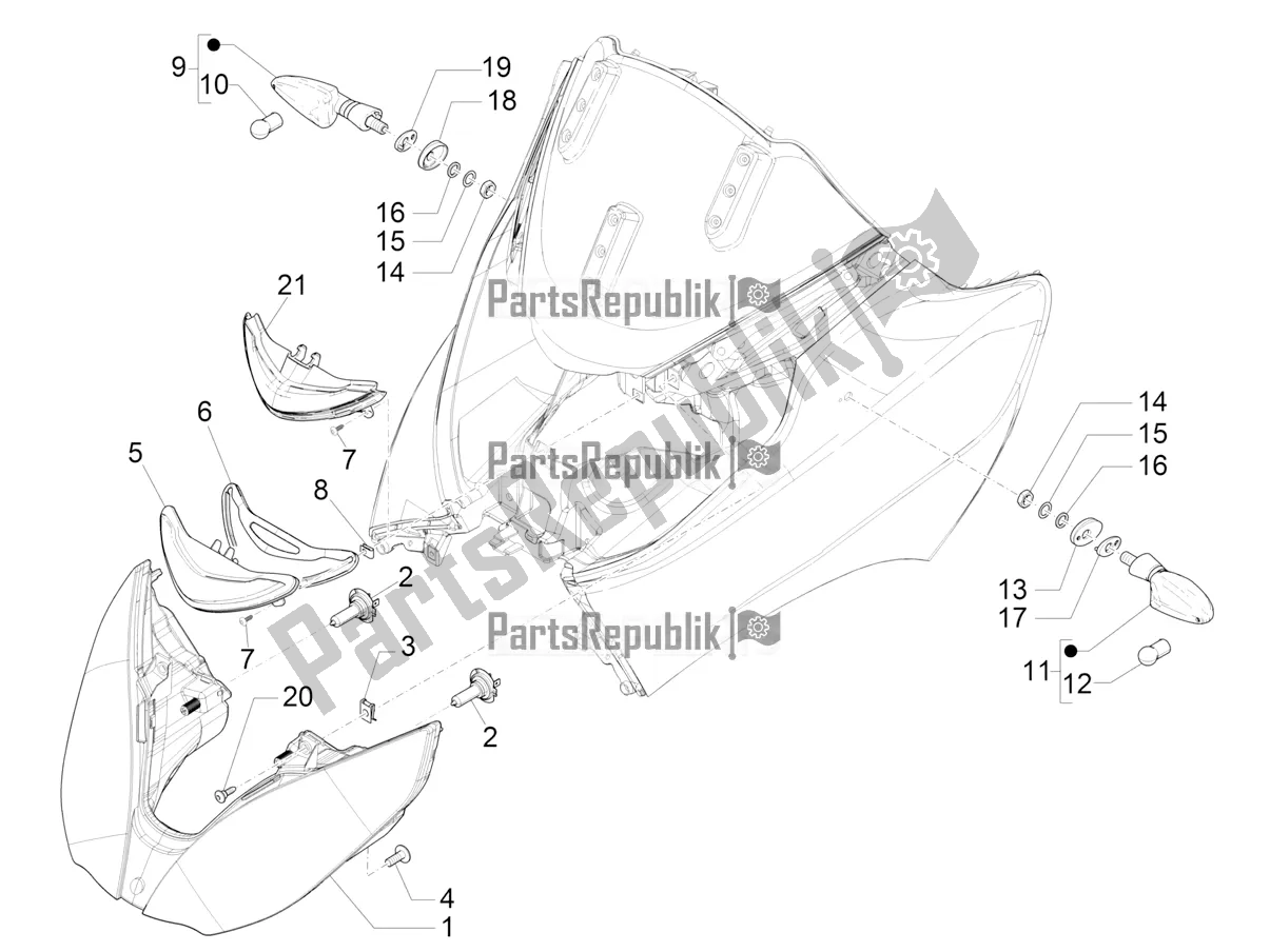 Wszystkie części do Reflektory Przednie - Kierunkowskazy Piaggio MP3 500 Maxi Sport ABS 2019