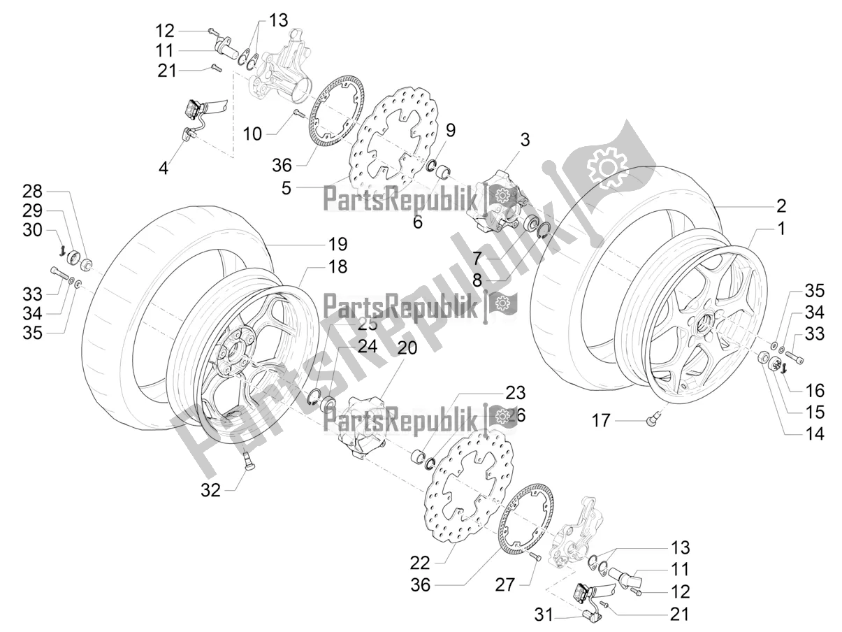 Todas las partes para Rueda Delantera de Piaggio MP3 500 Maxi Sport ABS 2019