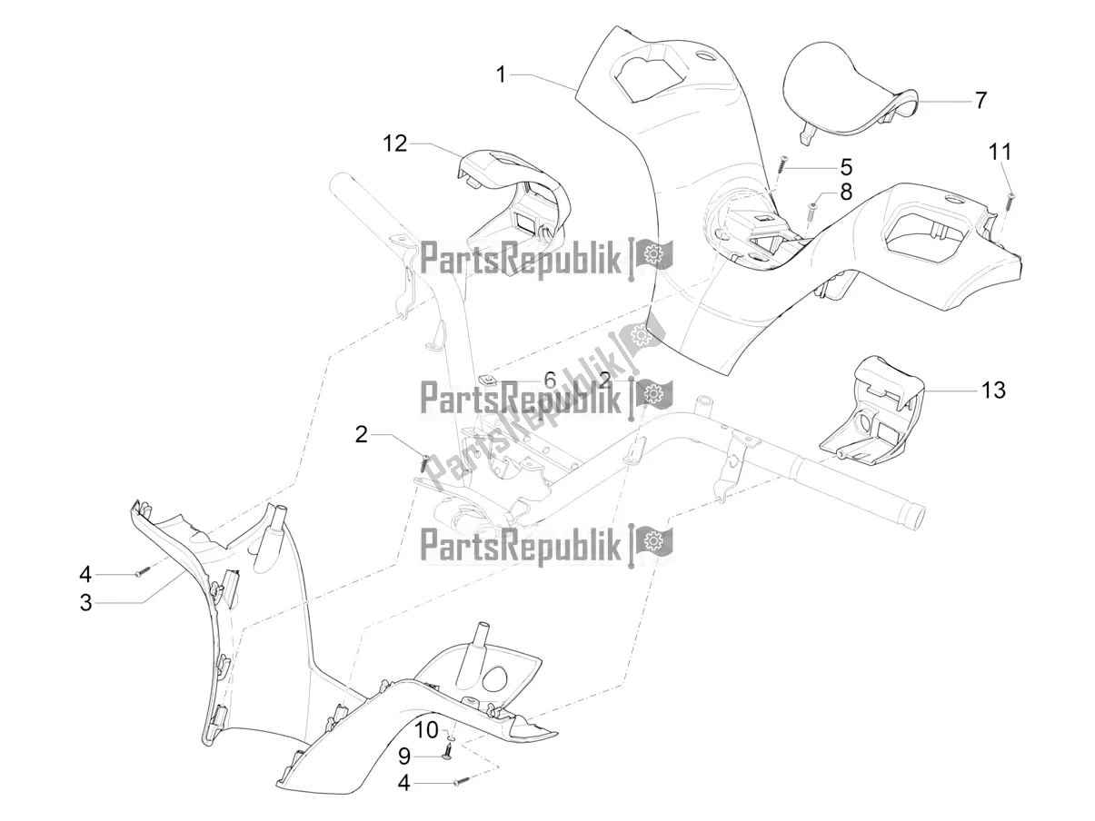 All parts for the Handlebars Coverages of the Piaggio MP3 500 Maxi Sport ABS 2019