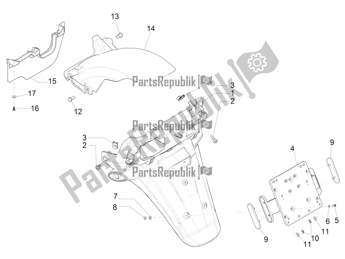 Tutte le parti per il Coperchio Posteriore - Paraspruzzi del Piaggio MP3 500 Maxi Sport ABS 2019