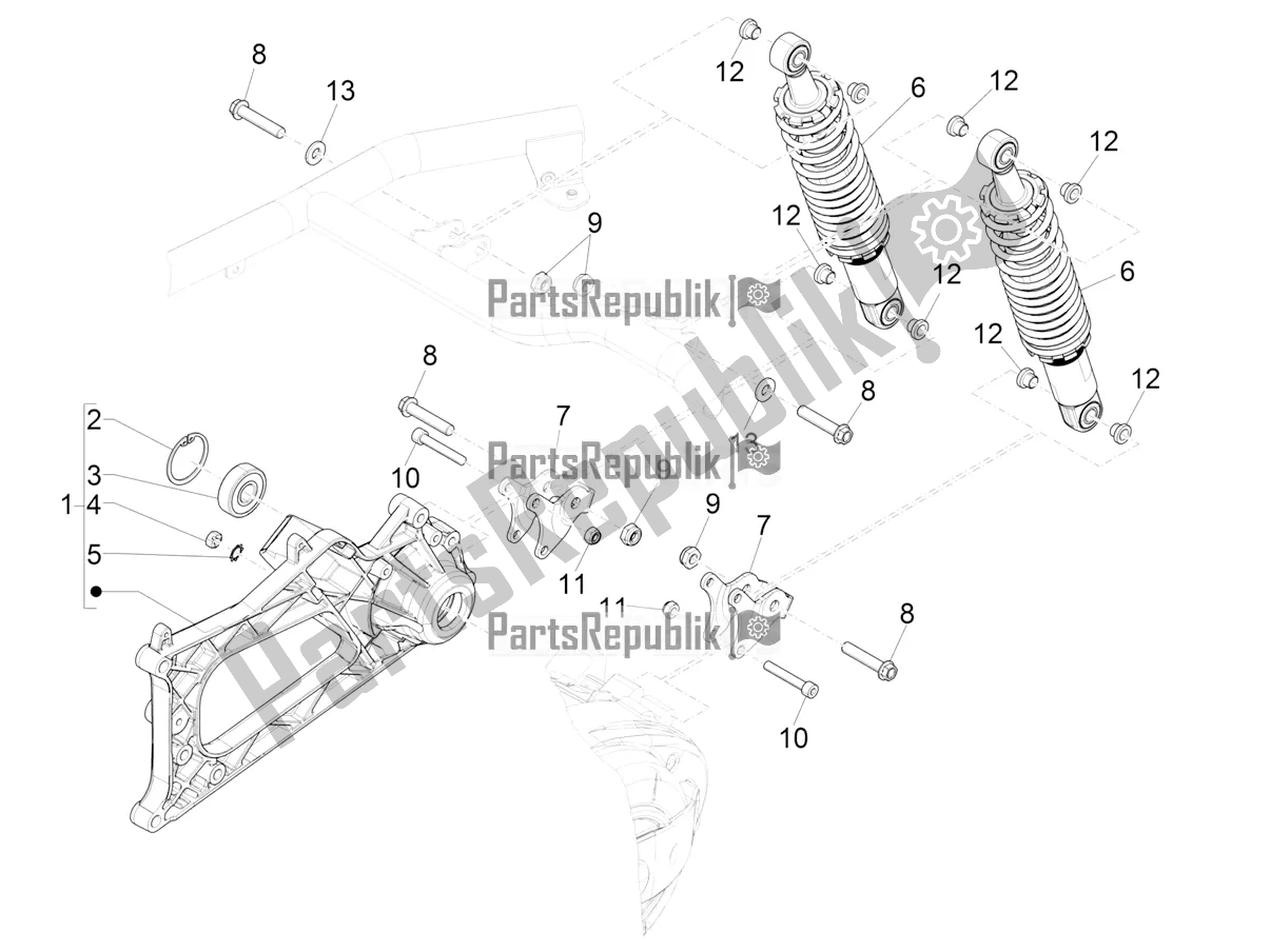 Alle onderdelen voor de Achtervering - Schokdemper / S van de Piaggio MP3 500 Maxi Sport ABS 2019