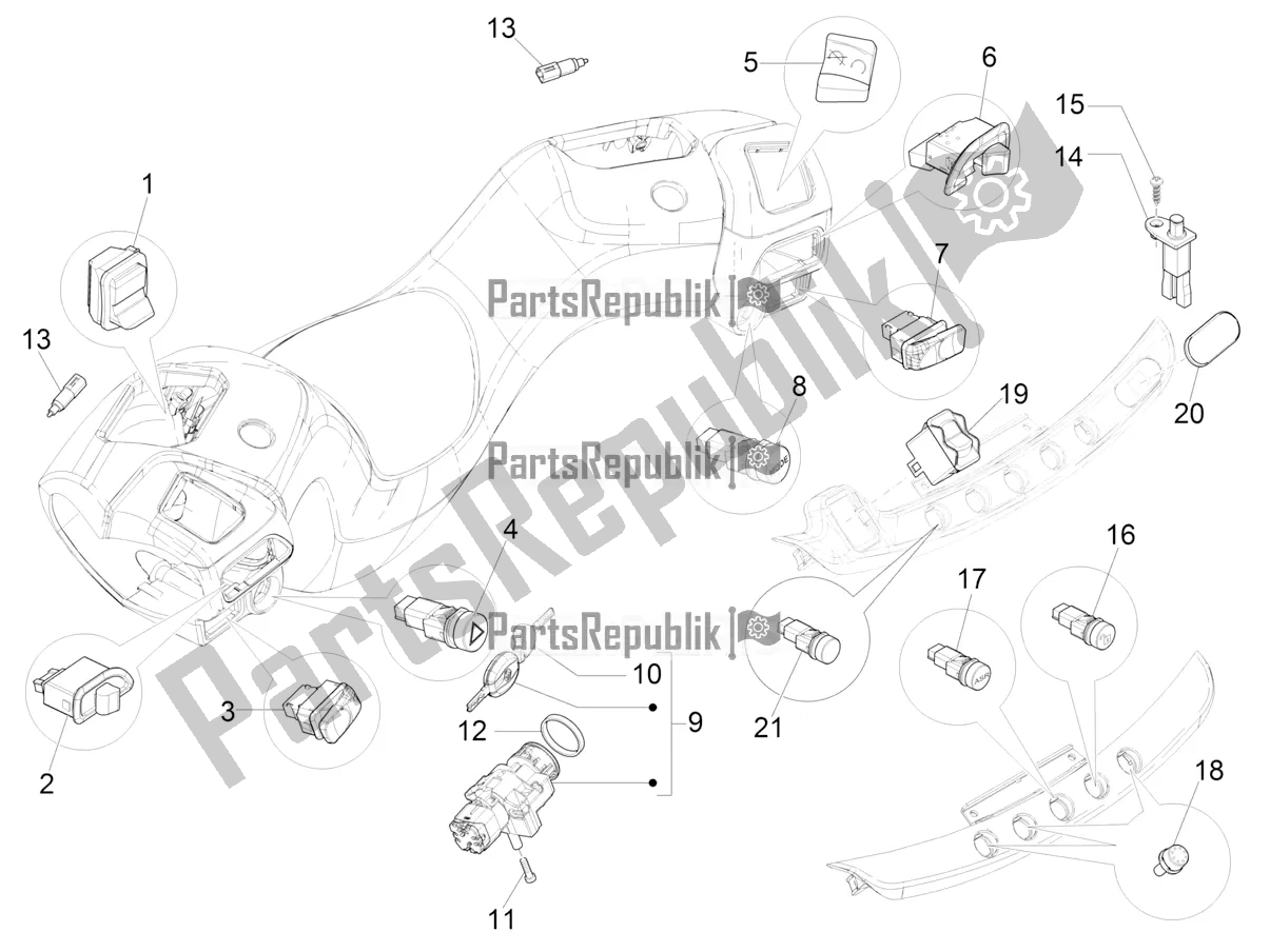 Todas las partes para Selectores - Interruptores - Botones de Piaggio MP3 500 Maxi Sport ABS 2019