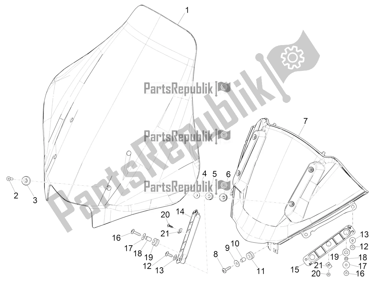 Todas las partes para Parabrisas - Vidrio de Piaggio MP3 500 Maxi Sport ABS 2019