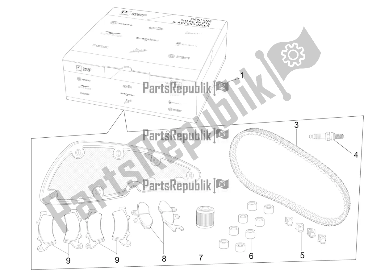 Tutte le parti per il Complete Wear And Maintenance Kit del Piaggio MP3 500 Maxi Sport ABS 2020