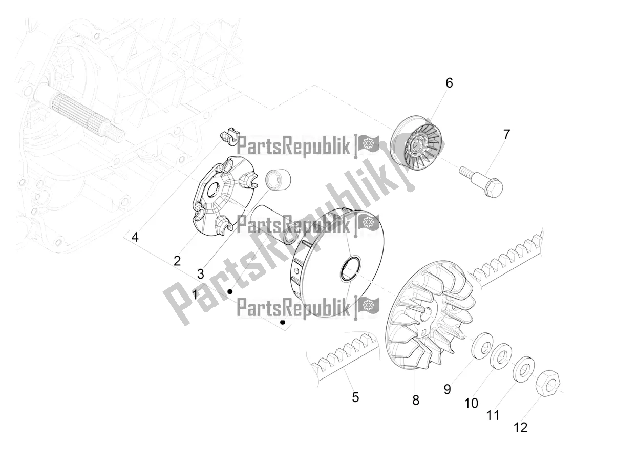 All parts for the Driving Pulley of the Piaggio MP3 500 Maxi Sport ABS 2020