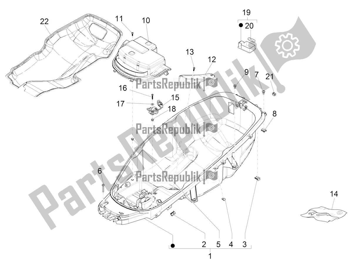 Todas las partes para Carcasa Del Casco - Debajo Del Sillín de Piaggio MP3 500 Maxi Sport ABS 2020