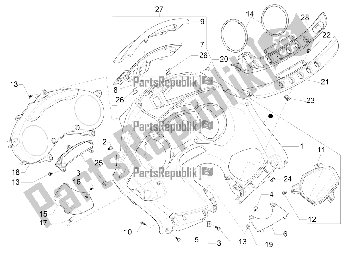 Todas las partes para Combinación De Medidor - Cruscotto de Piaggio MP3 500 Maxi Sport ABS 2020