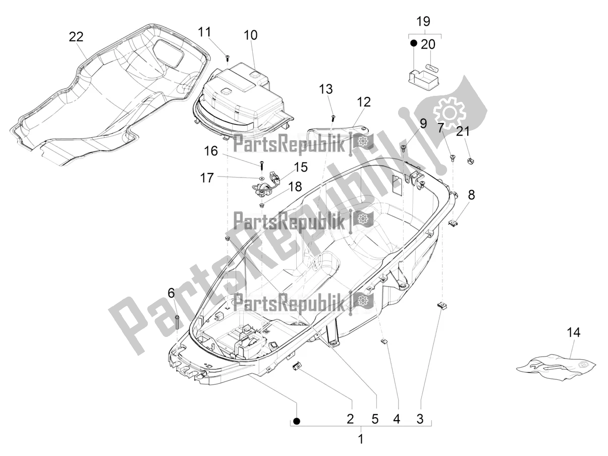 Alle onderdelen voor de Helmhuis - Onder Het Zadel van de Piaggio MP3 500 Maxi Sport ABS 2021