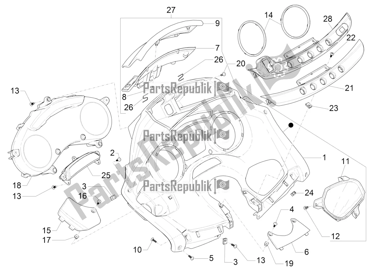 Todas las partes para Combinación De Medidor - Cruscotto de Piaggio MP3 500 Maxi Sport ABS 2021