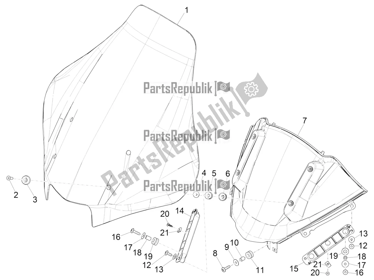 Wszystkie części do Szyba Przednia - Szk? O Piaggio MP3 500 Maxi Sport ABS 2021