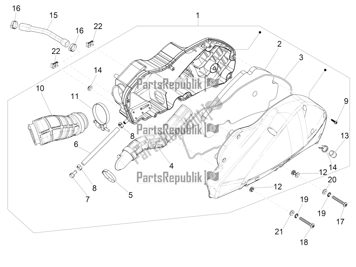 All parts for the Air Filter of the Piaggio MP3 500 Maxi Sport ABS 2022