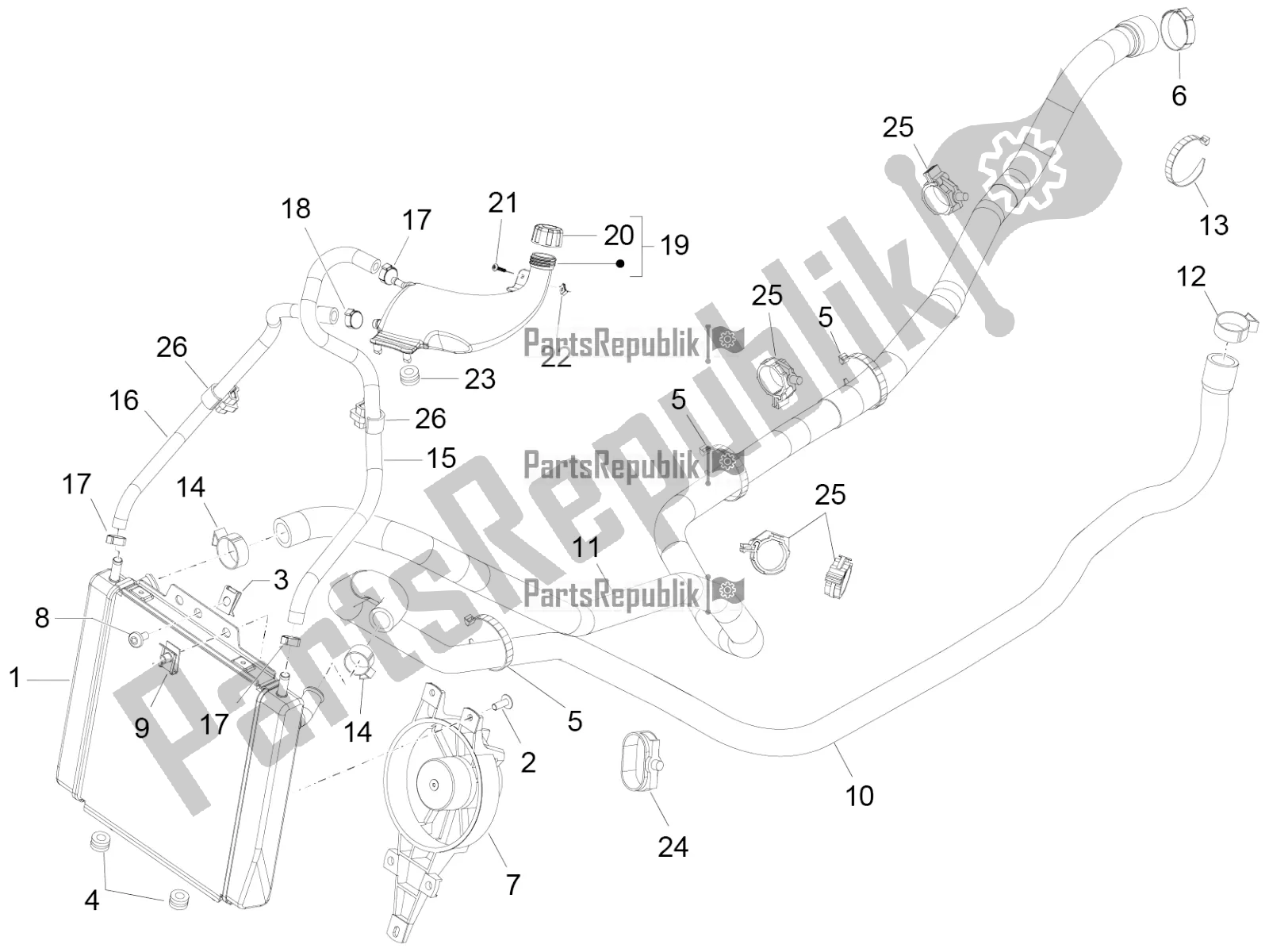 All parts for the Cooling System of the Piaggio MP3 500 Maxi Sport ABS 2022