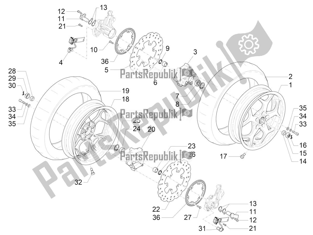 Toutes les pièces pour le Roue Avant du Piaggio MP3 500 Maxi Sport ABS 2022