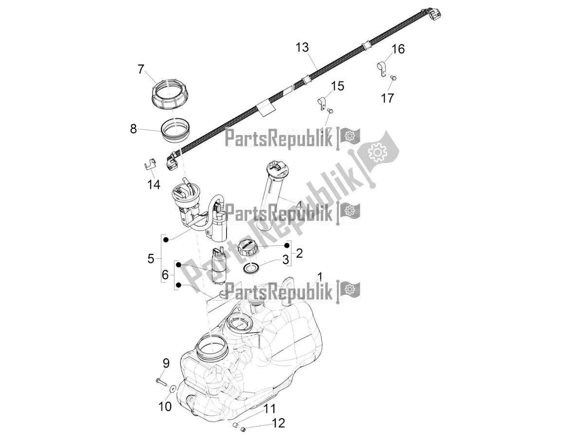 All parts for the Fuel Tank of the Piaggio MP3 500 Maxi Sport ABS 2022