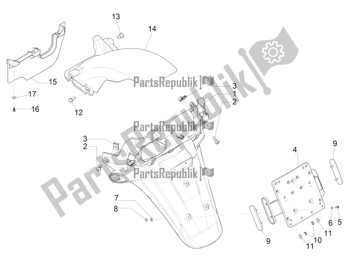 All parts for the Rear Cover - Splash Guard of the Piaggio MP3 500 Maxi Sport ABS 2022