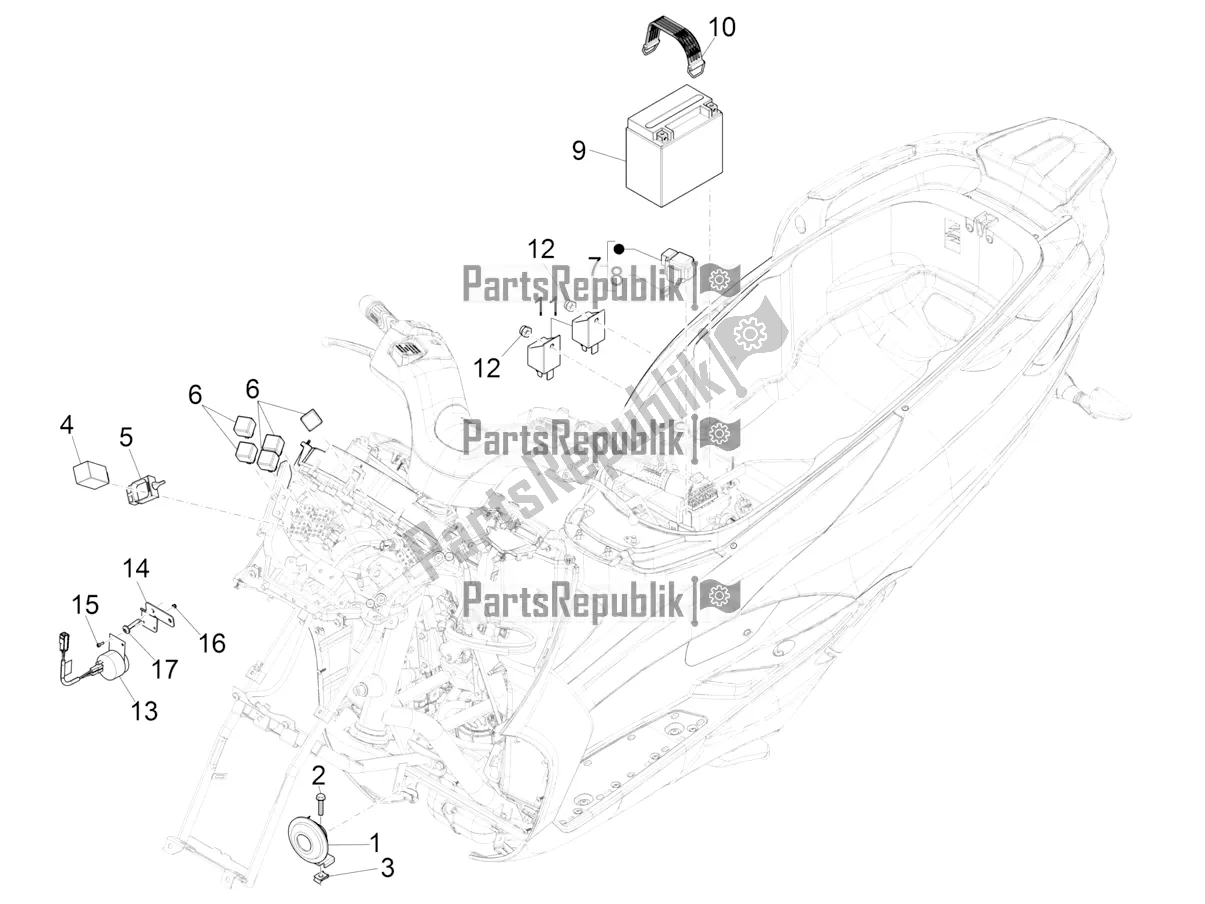 All parts for the Remote Control Switches - Battery - Horn of the Piaggio MP3 500 Maxi Sport ABS 2022