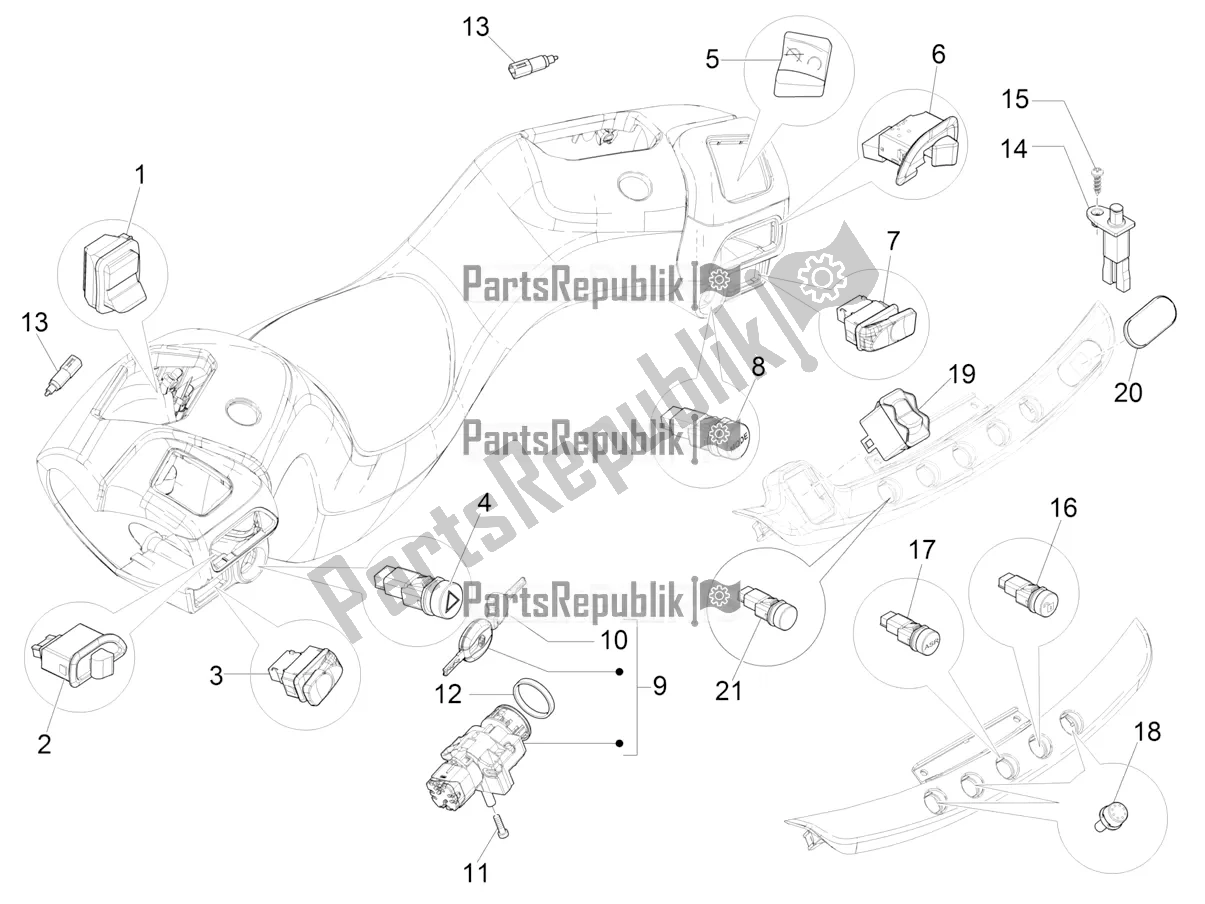 Toutes les pièces pour le Sélecteurs - Interrupteurs - Boutons du Piaggio MP3 500 Maxi Sport ABS 2022