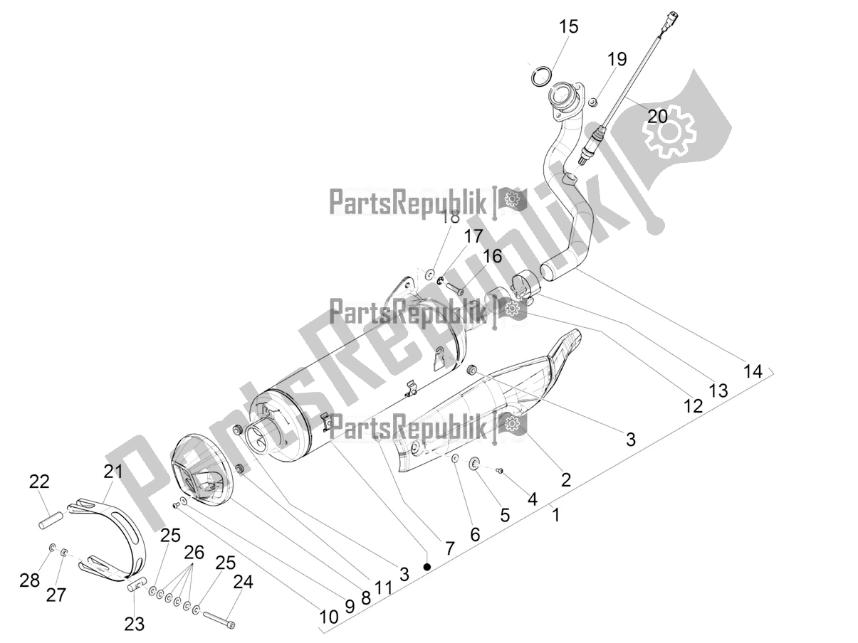 All parts for the Silencer of the Piaggio MP3 500 Maxi Sport ABS 2022