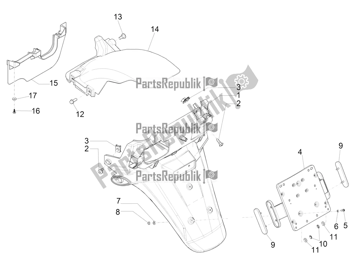 Toutes les pièces pour le Capot Arrière - Protection Contre Les éclaboussures du Piaggio MP3 500 Maxi Sport Business ABS 2018