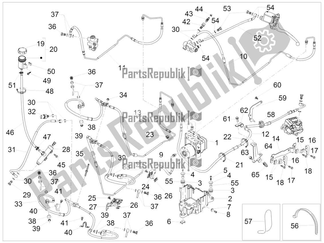 All parts for the Abs Brake System of the Piaggio MP3 500 Maxi Sport Business ABS 2019