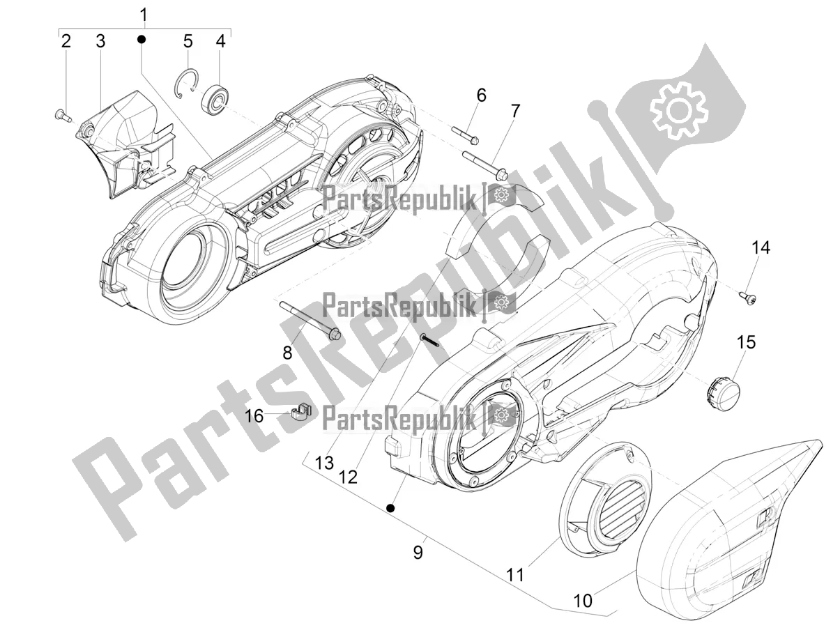 Todas las partes para Tapa Del Cárter - Enfriamiento Del Cárter de Piaggio MP3 500 Maxi Sport Business ABS 2019