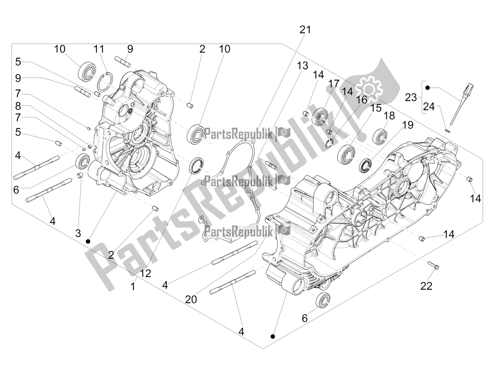 Todas las partes para Caja Del Cigüeñal de Piaggio MP3 500 Maxi Sport Business ABS 2019