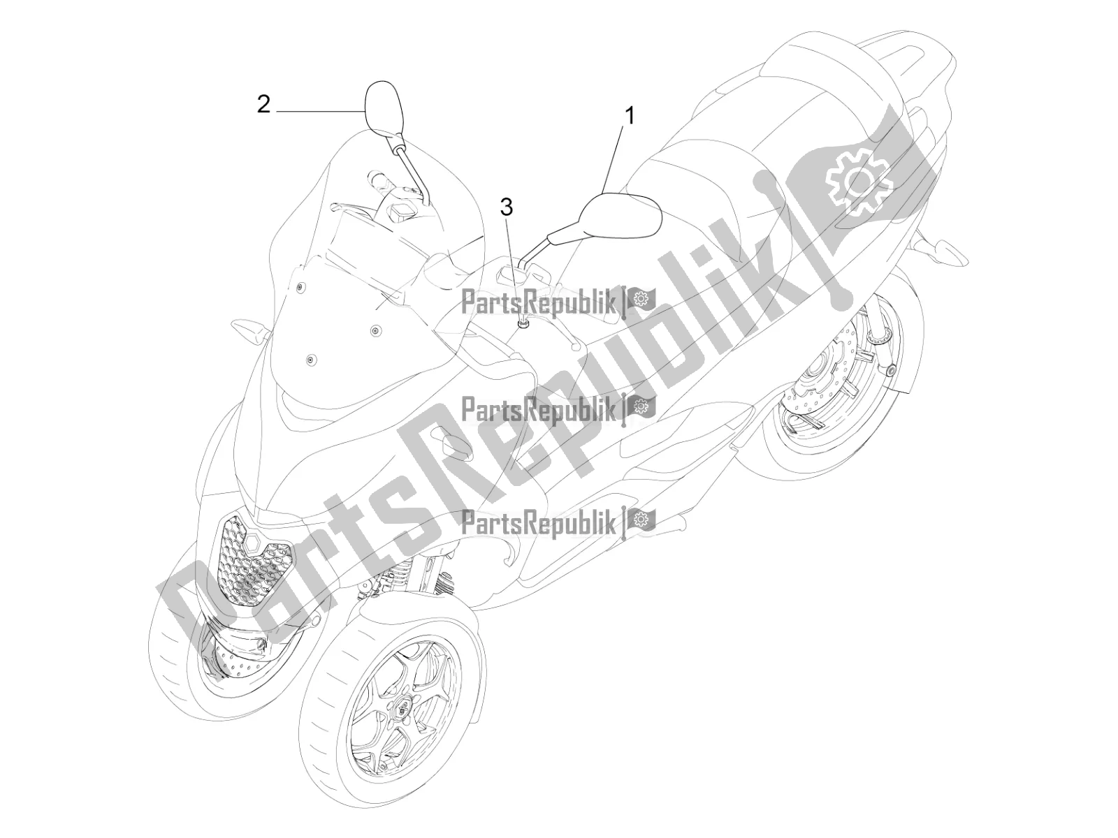 Toutes les pièces pour le Miroir (s) De Conduite du Piaggio MP3 500 Maxi Sport Business ABS 2019