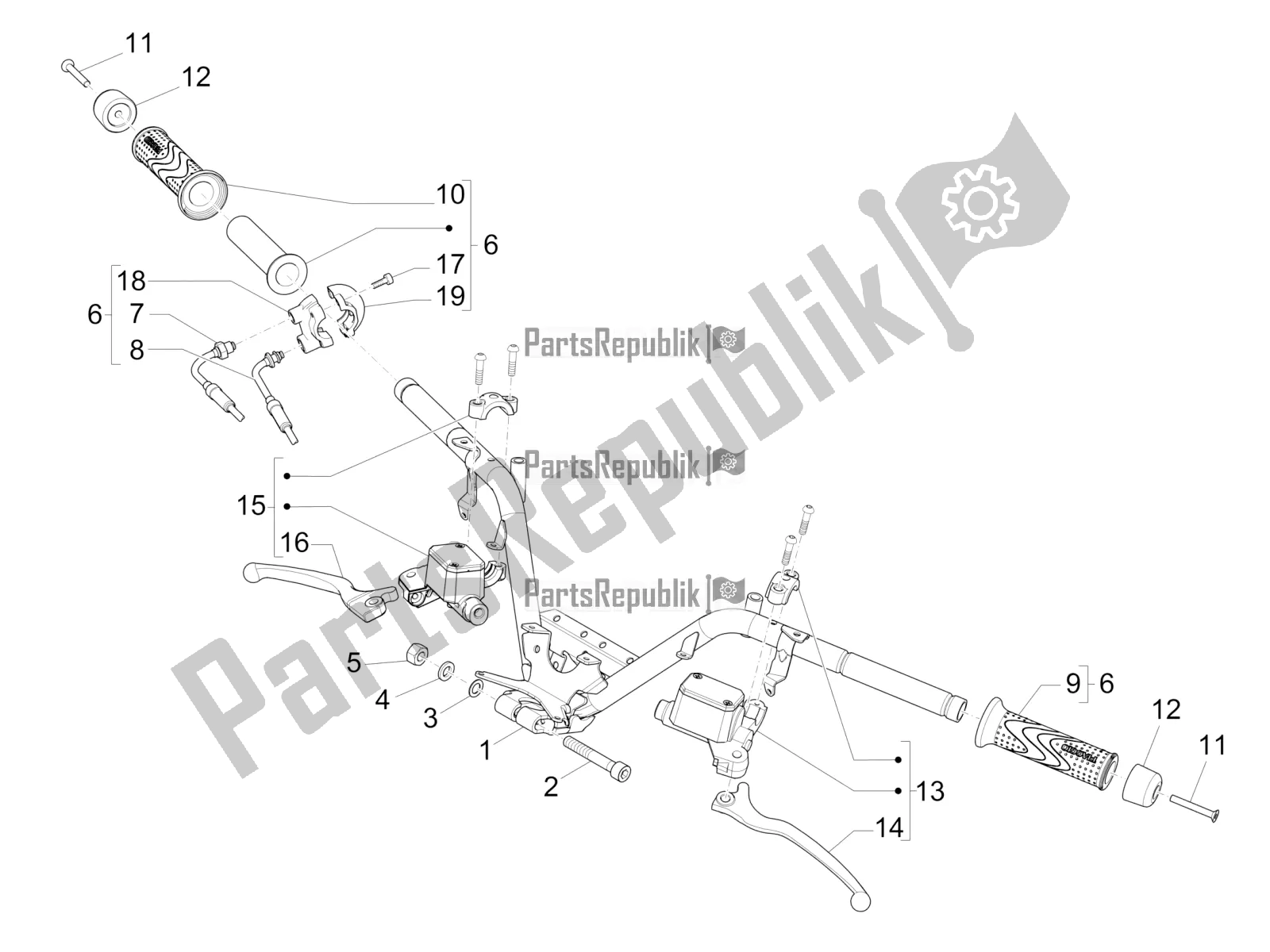 Toutes les pièces pour le Guidon - Master Cil. Du Piaggio MP3 500 Maxi Sport Business ABS 2019