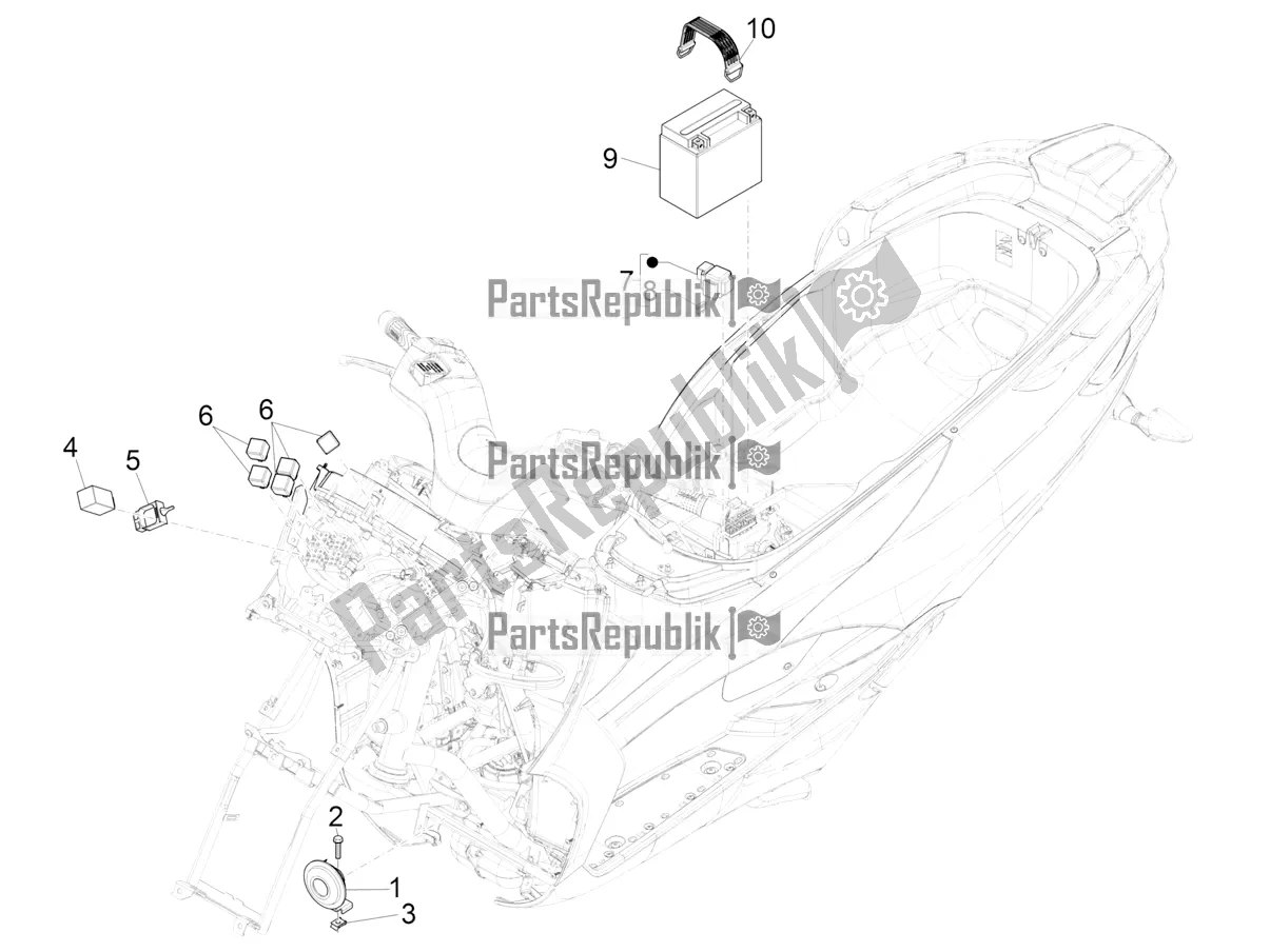 Todas las partes para Interruptores De Control Remoto - Batería - Bocina de Piaggio MP3 500 Maxi Sport Business ABS 2019