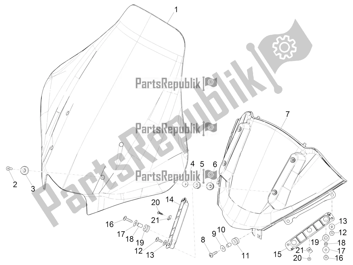 Toutes les pièces pour le Pare-brise - Verre du Piaggio MP3 500 Maxi Sport Business ABS 2019