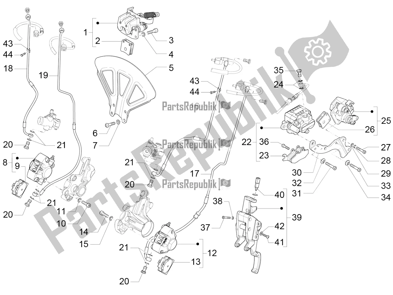 Todas las partes para Frenos Tubos - Pinzas (abs) de Piaggio MP3 500 Maxi Sport-Business-Advanced 2020