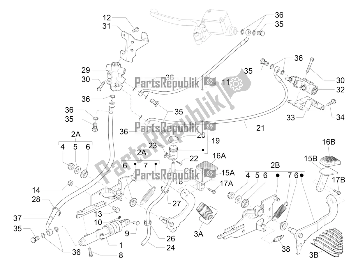 All parts for the Control Pedals - Levers of the Piaggio MP3 500 Maxi Sport-Business-Advanced 2020