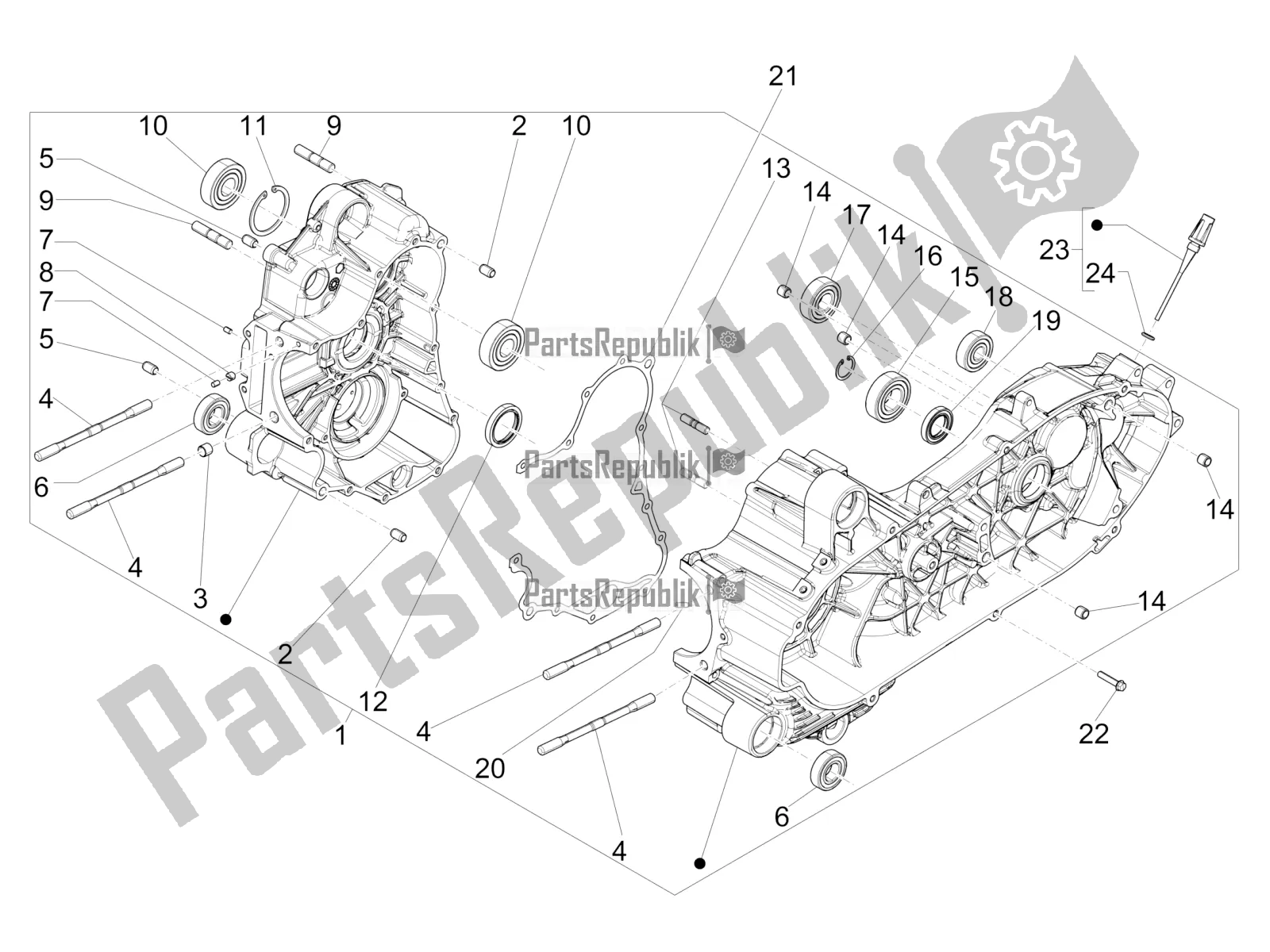 All parts for the Crankcase of the Piaggio MP3 500 Maxi Sport-Business-Advanced 2020