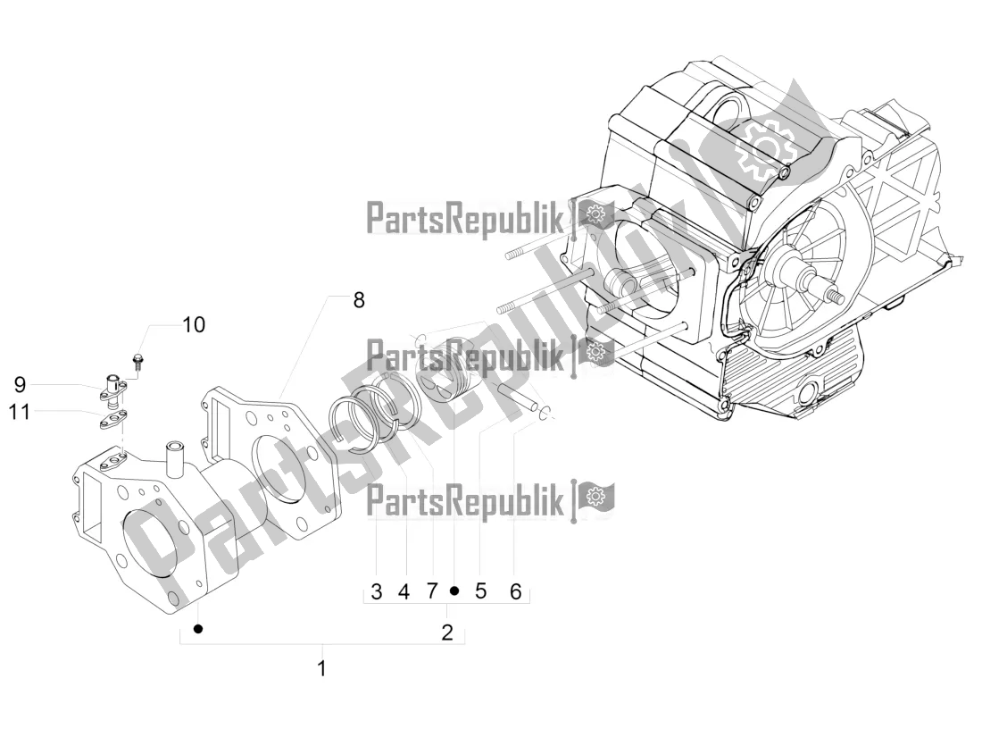 All parts for the Cylinder-piston-wrist Pin Unit of the Piaggio MP3 500 Maxi Sport-Business-Advanced 2020