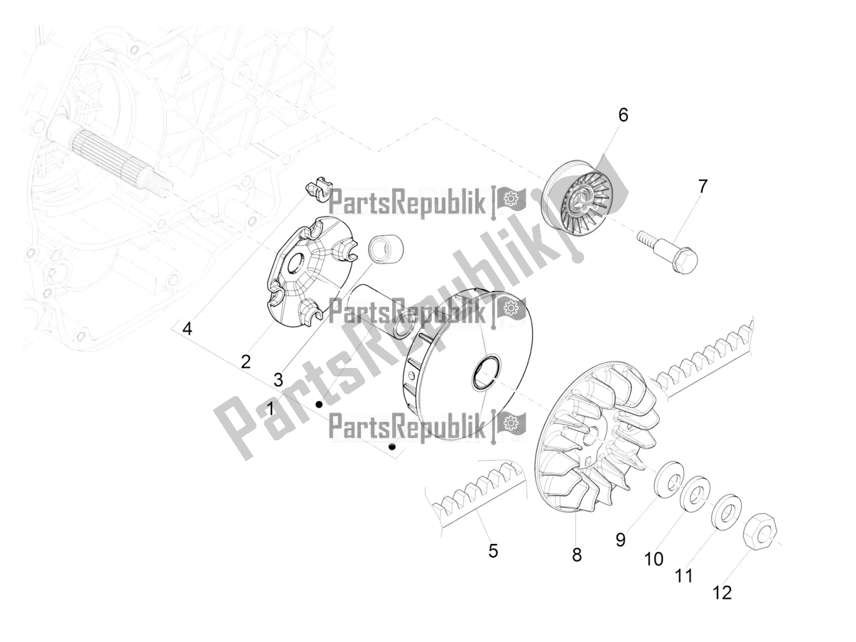 All parts for the Driving Pulley of the Piaggio MP3 500 Maxi Sport-Business-Advanced 2020