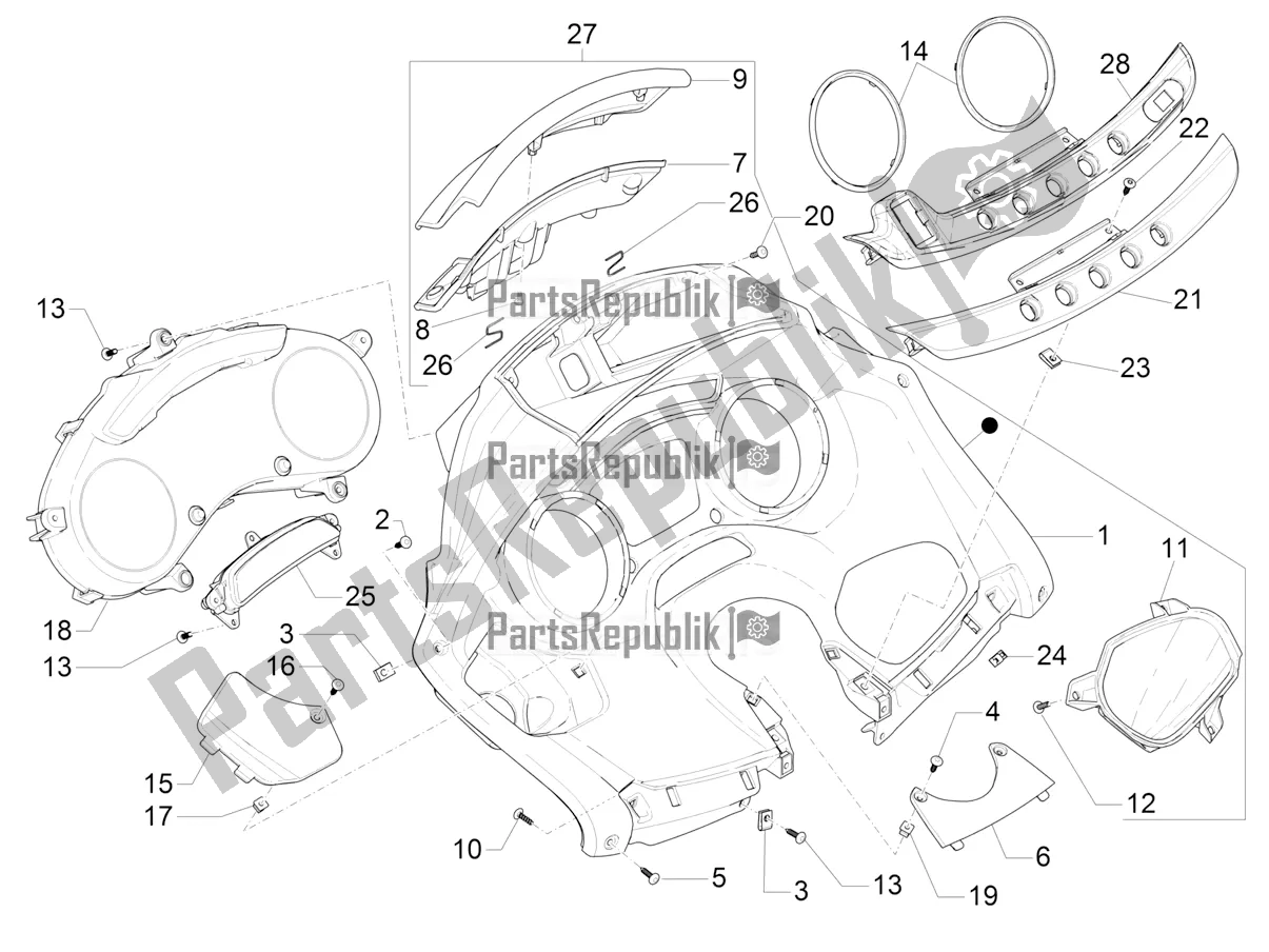 Toutes les pièces pour le Combinaison De Compteurs - Cruscotto du Piaggio MP3 500 Maxi Sport-Business-Advanced 2020