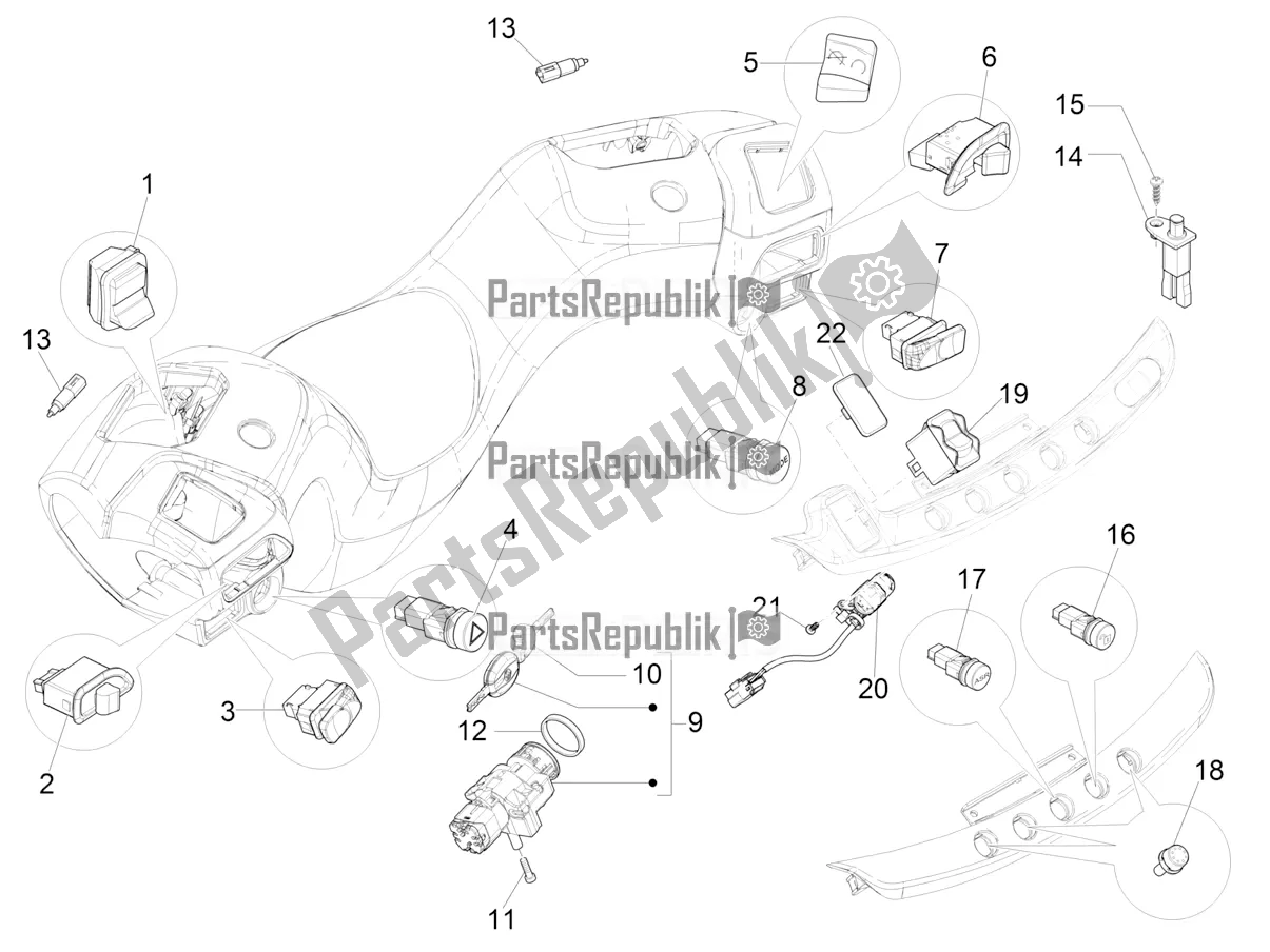 Todas las partes para Selectores - Interruptores - Botones de Piaggio MP3 500 Maxi Sport-Business-Advanced 2020