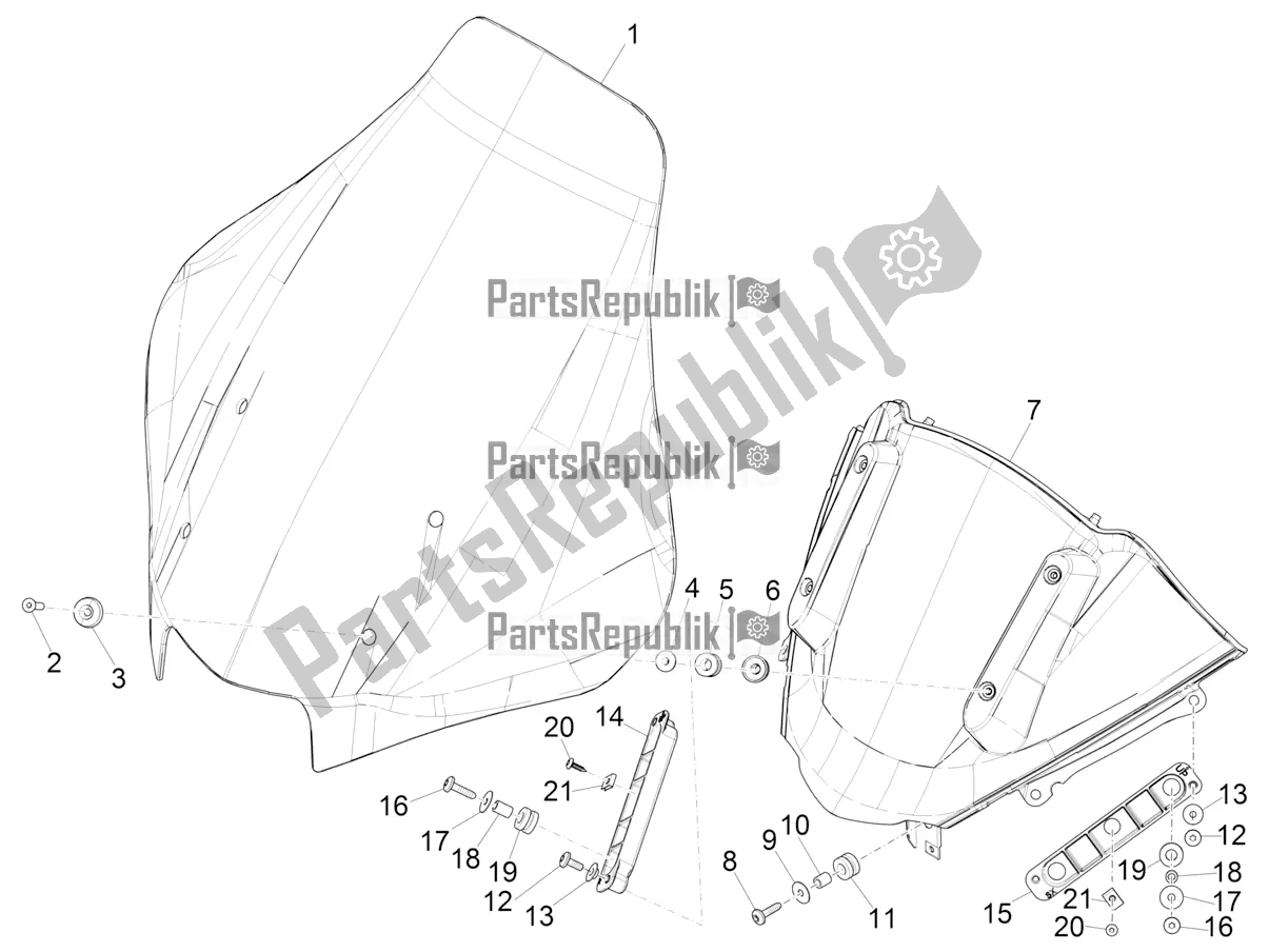Todas las partes para Parabrisas - Vidrio de Piaggio MP3 500 Maxi Sport-Business-Advanced 2020