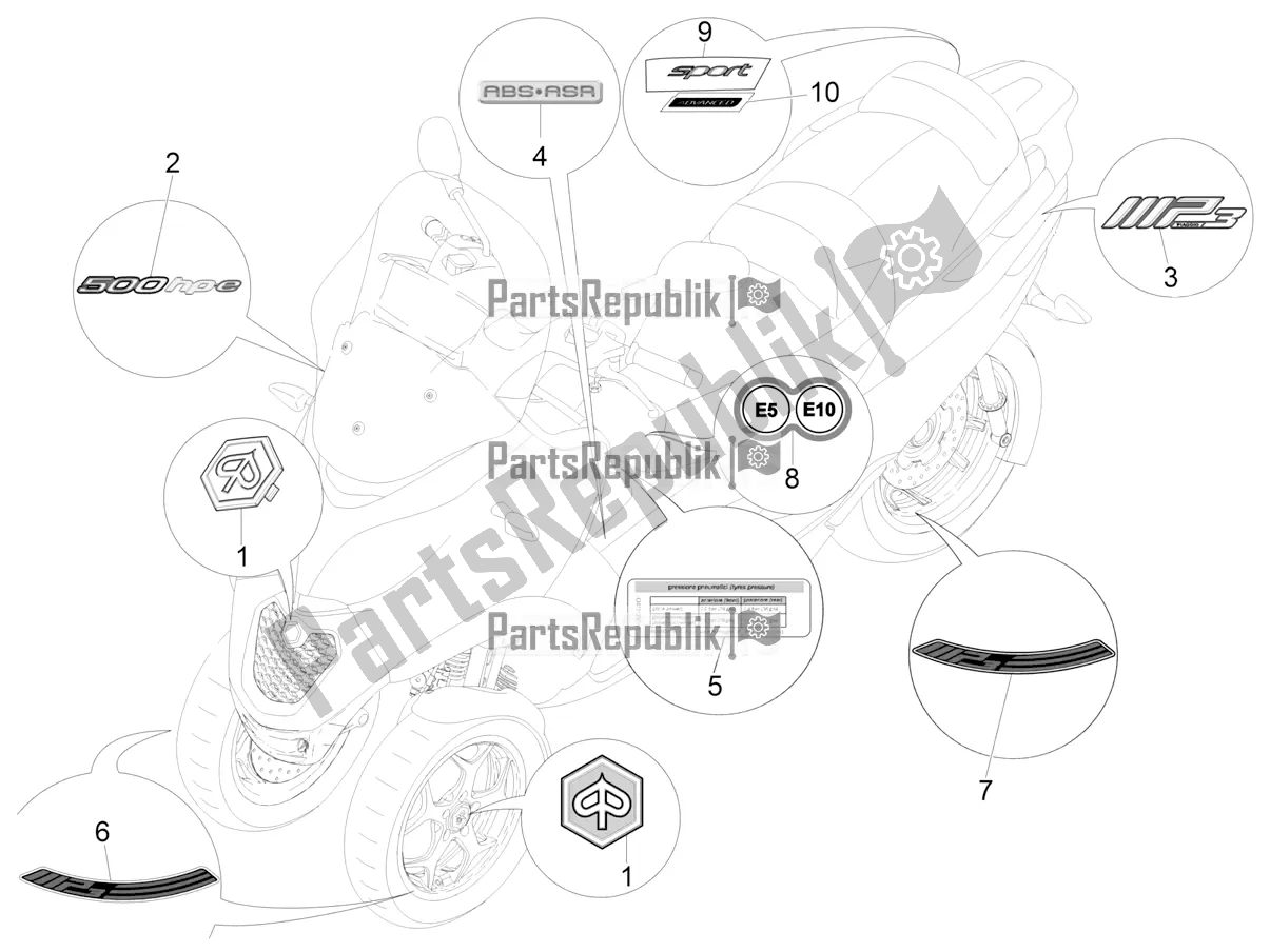 Tutte le parti per il Piatti - Emblemi del Piaggio MP3 500 Sport Advanced 2021