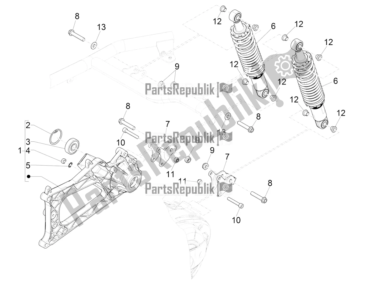 Tutte le parti per il Sospensione Posteriore - Ammortizzatore / I del Piaggio MP3 500 Sport Advanced 2021