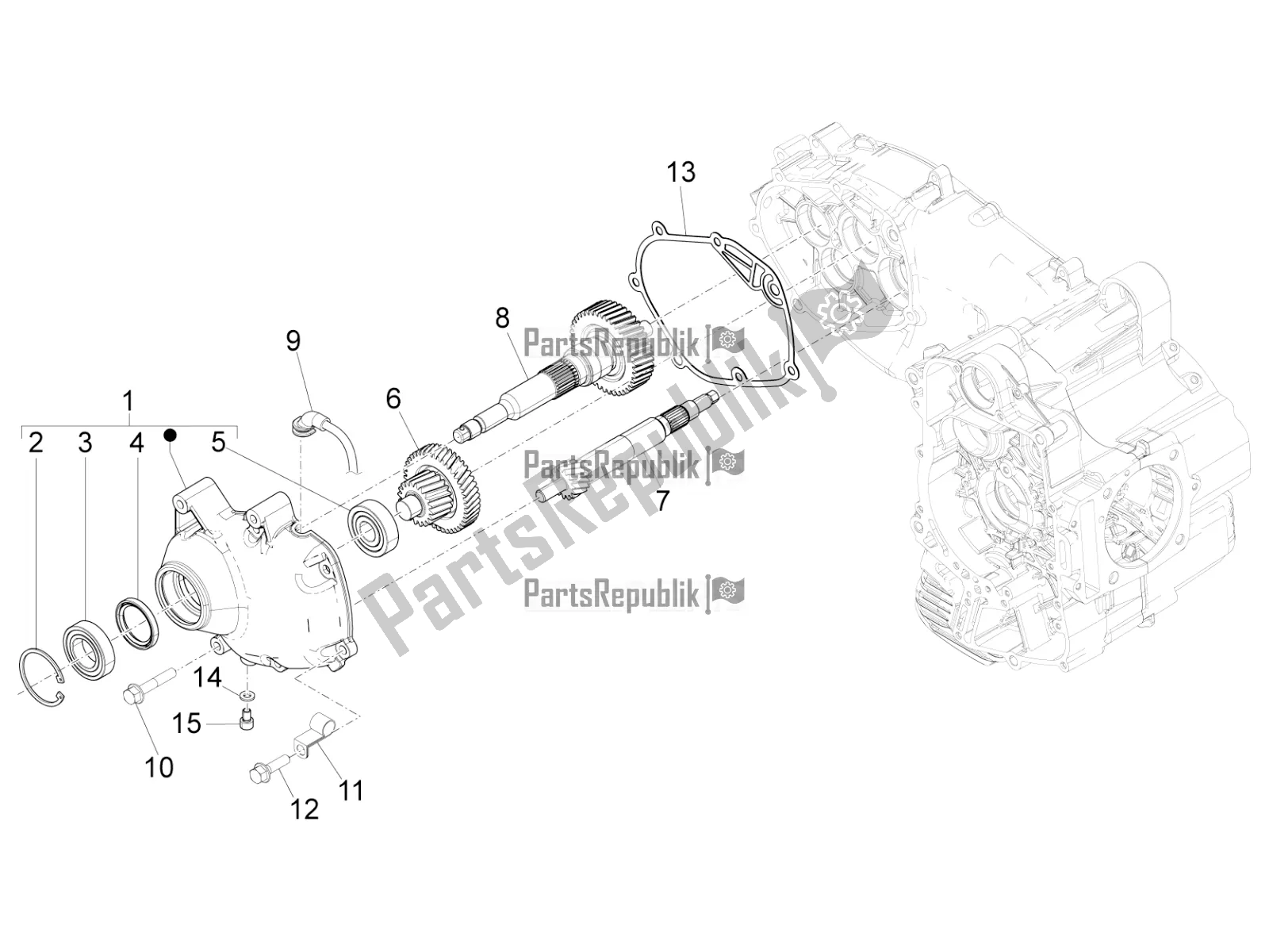 All parts for the Reduction Unit of the Piaggio MP3 500 Sport Advanced 2021