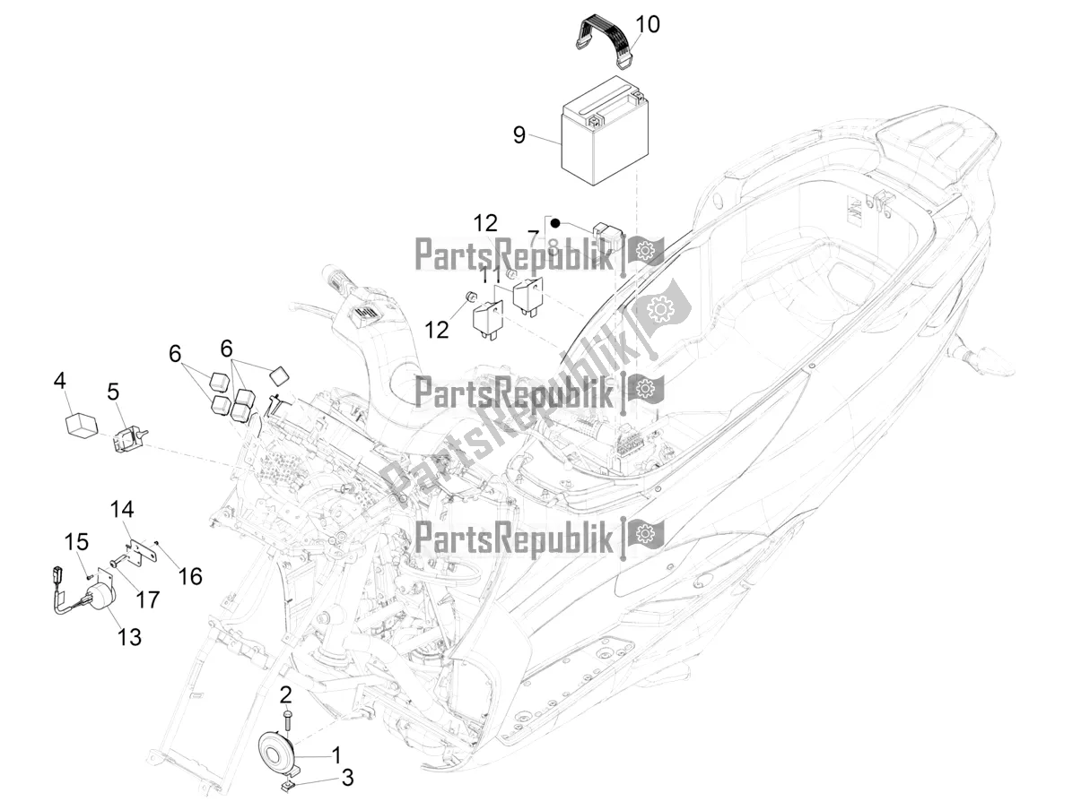 All parts for the Remote Control Switches - Battery - Horn of the Piaggio MP3 500 Sport Advanced 2021