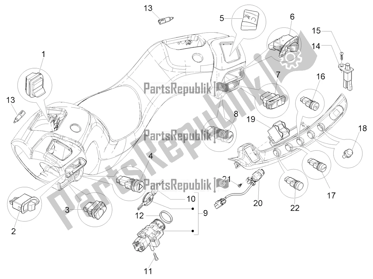 Toutes les pièces pour le Sélecteurs - Interrupteurs - Boutons du Piaggio MP3 500 Sport Advanced 2021