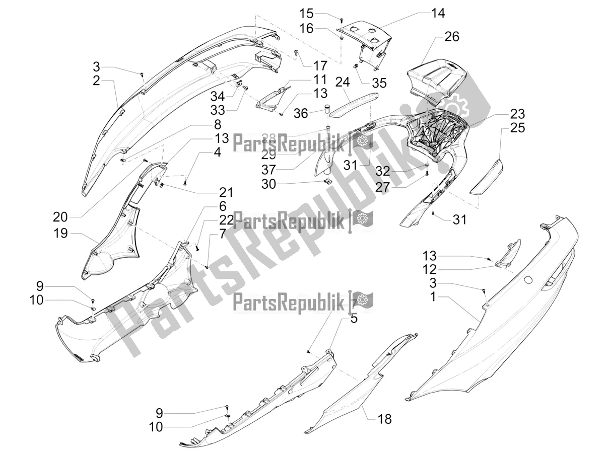 Toutes les pièces pour le Couvercle Latéral - Spoiler du Piaggio MP3 500 Sport Advanced 2021