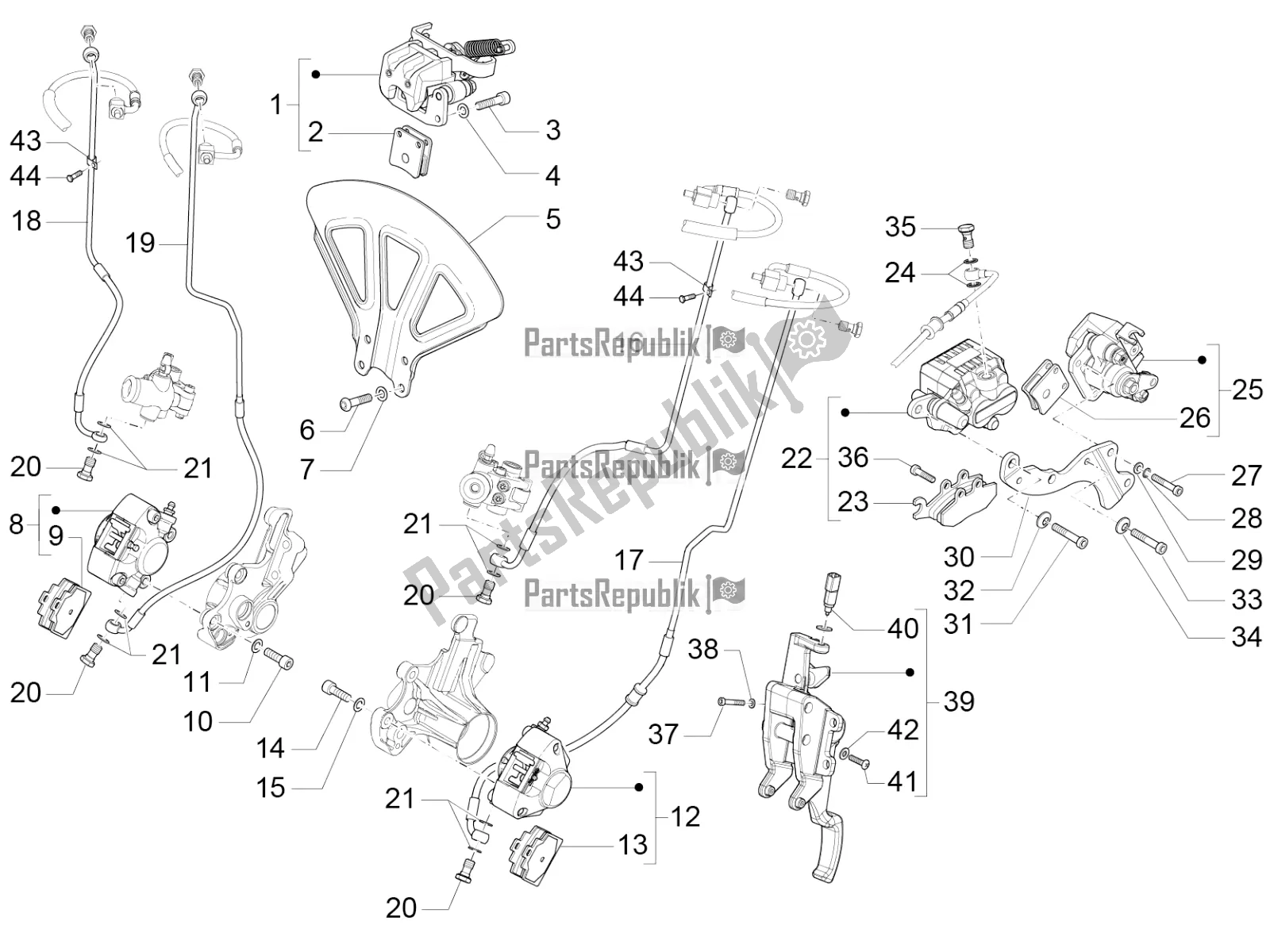 All parts for the Brakes Pipes - Calipers (abs) of the Piaggio MP3 500 Sport Advanced 2022